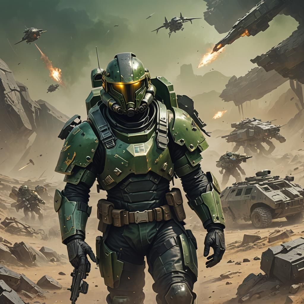 Sci-Fi Trooper in Battlefield Melee, Helldivers 2 Style