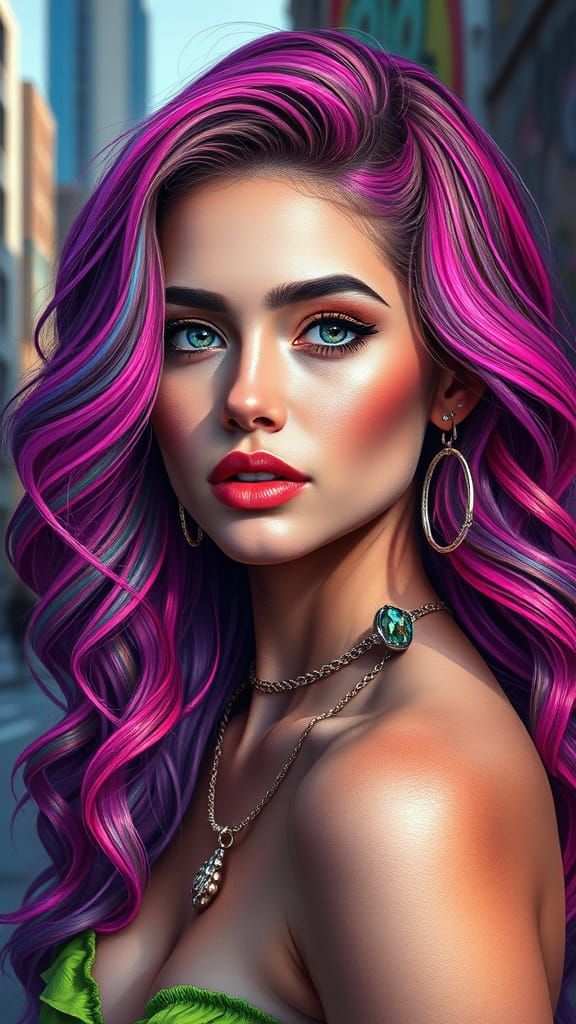 Vibrant Woman in Urban Graffiti Style