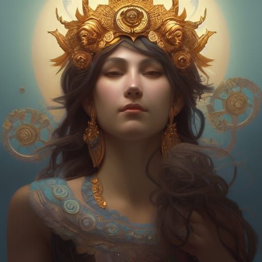 Compassionate Goddess Portrait in Hyperdetailed Style