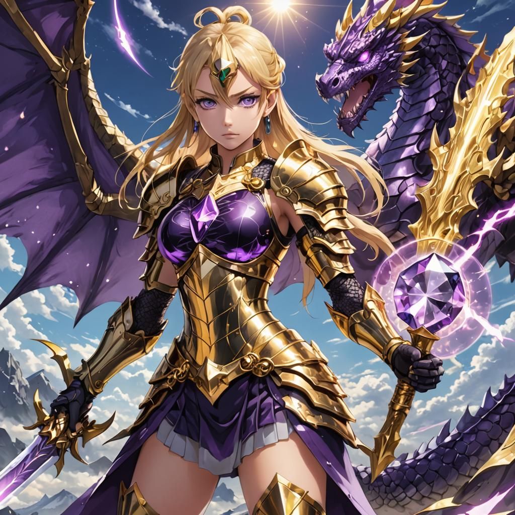 Anime Female Warrior with Crystal Sword