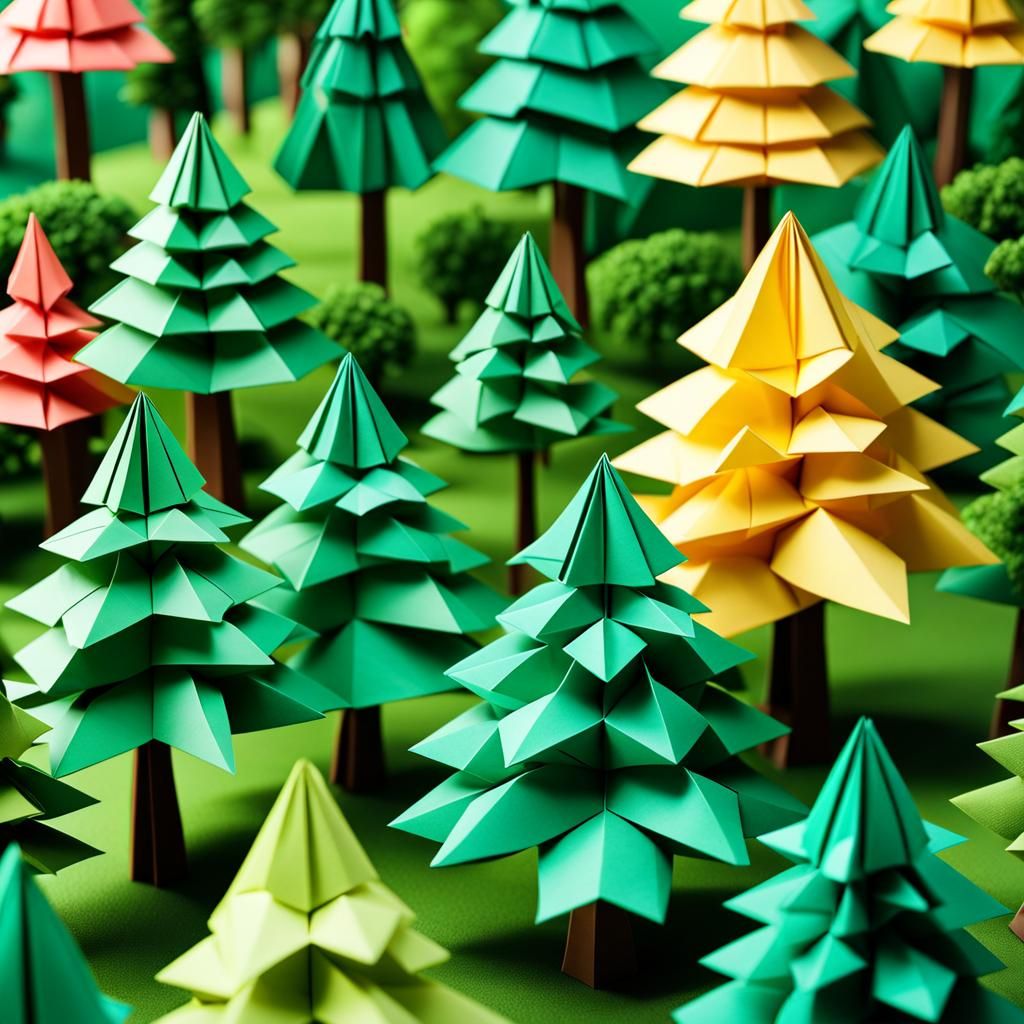 Origami Paper Trees in Soft Focus