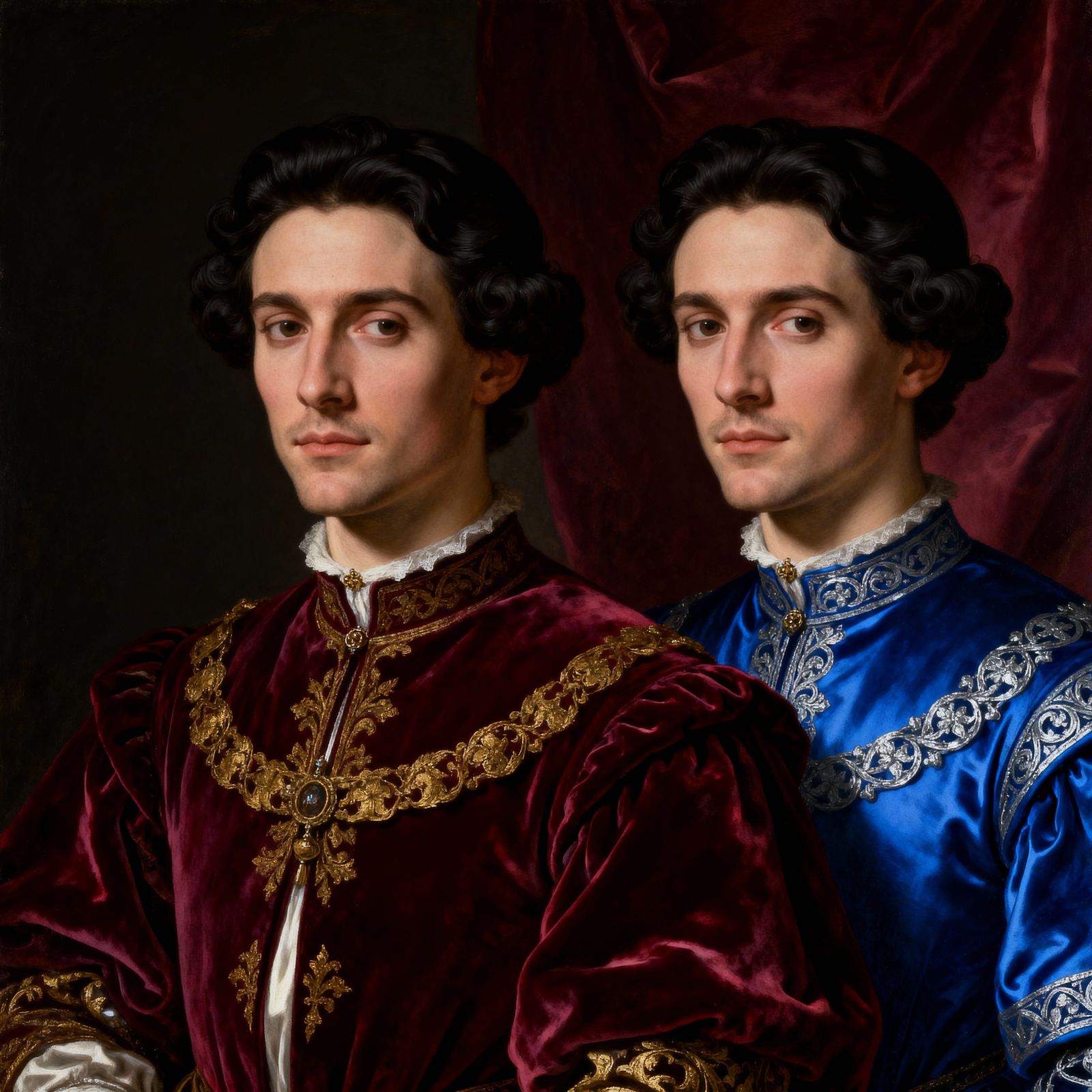 Elegant Medieval Twins in Royal Attire