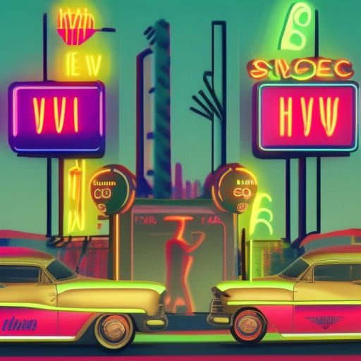 Synthwave Neon Retro 1950s Design