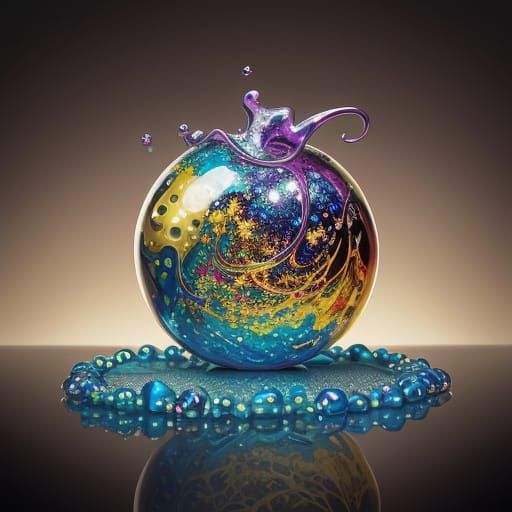 Vibrant Glass Spheres in a Dreamlike Landscape