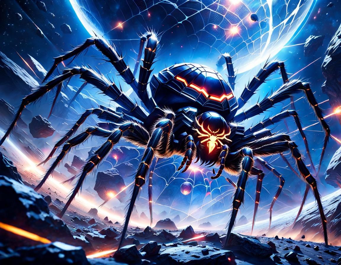 Colossal Spider Web in Space, Dark Fantasy Art