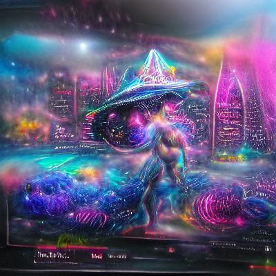 Holographic Star Alien in Cosmic Astral Style