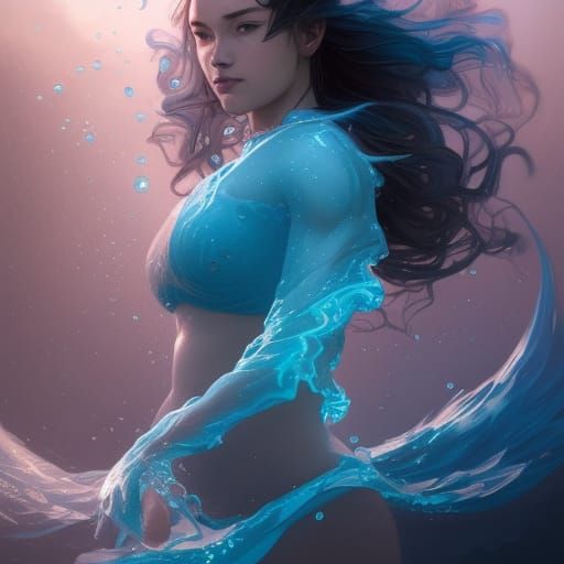 Water Bender Portrait in Art Nouveau Style