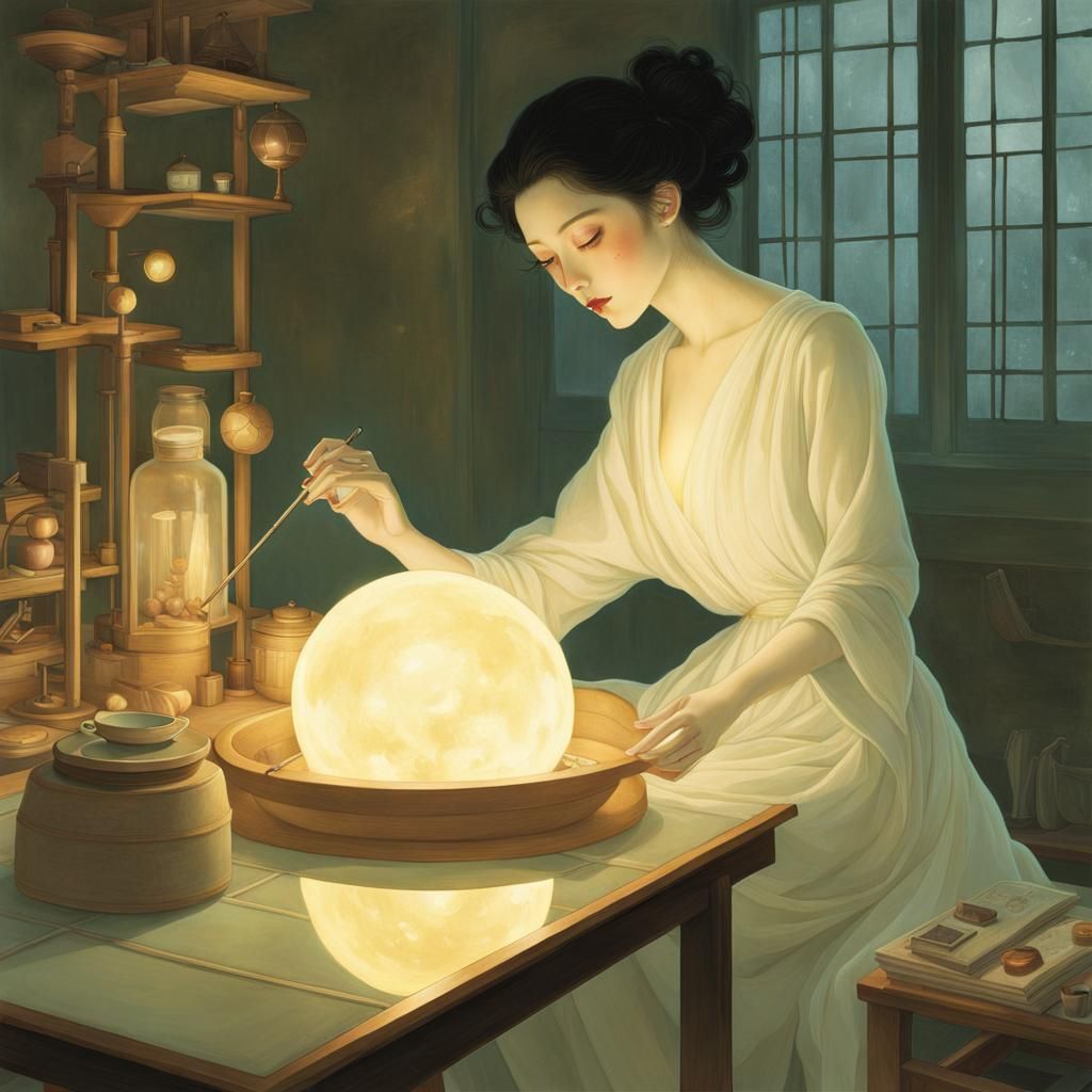 Enchanted Alchemist Lady Discovers Glowing Phosphorus in Dar...