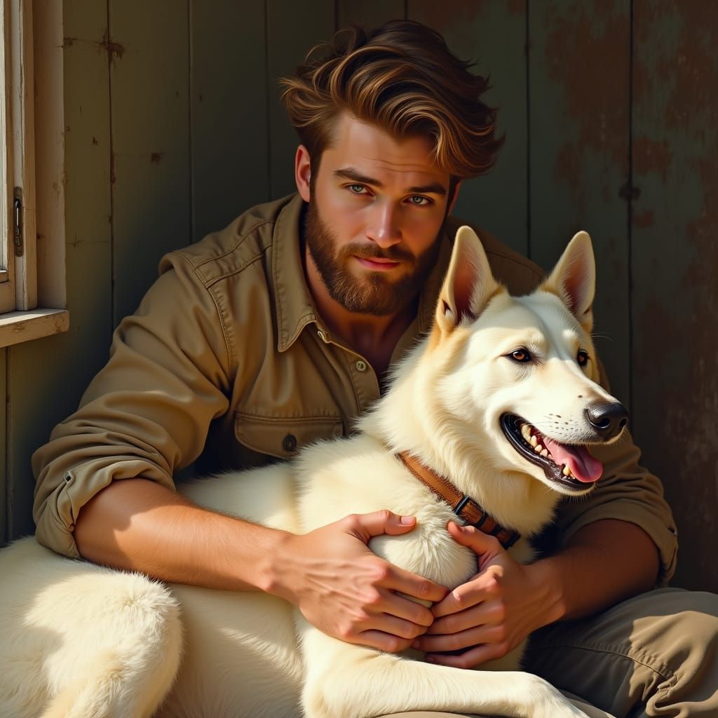 Man Connects with Loyal German Shepherd in Cozy Moment
