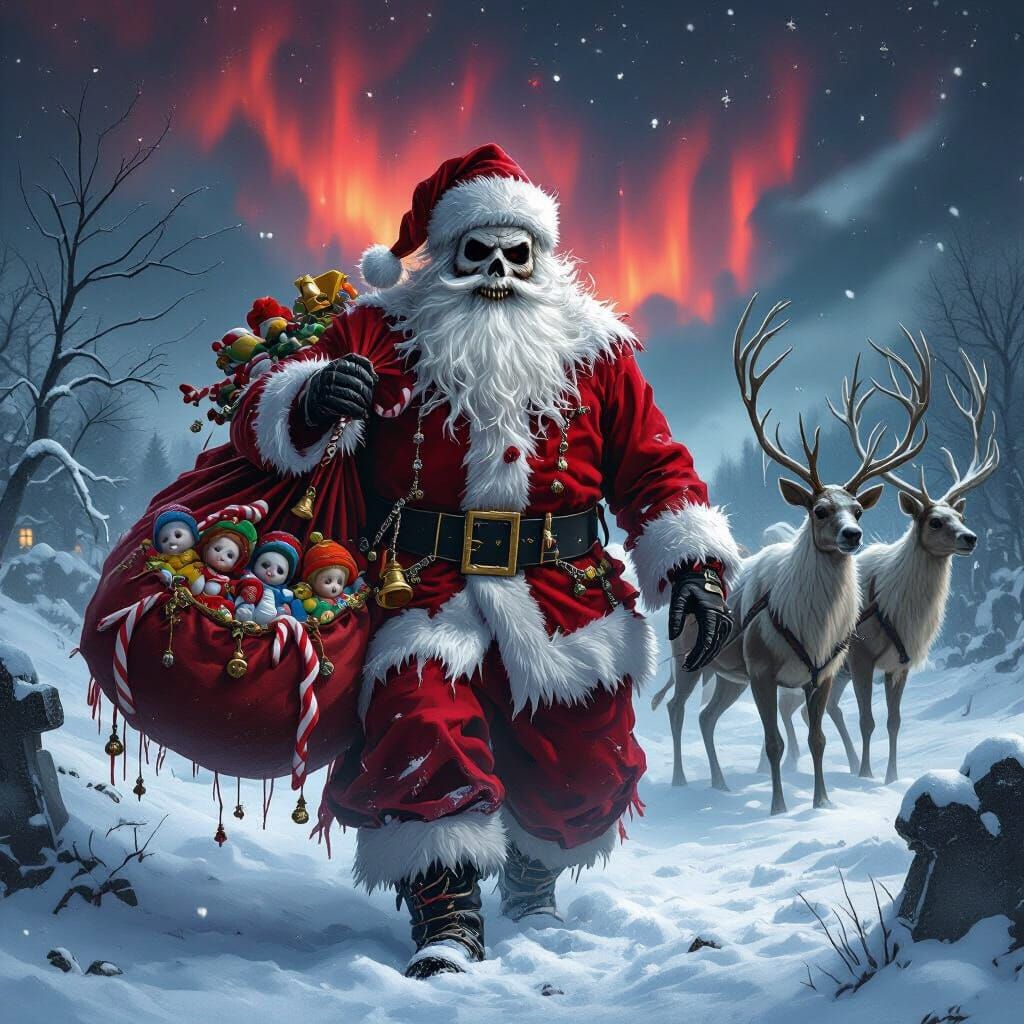 Undead Santa Claus Emerges From Snowy Graveyard