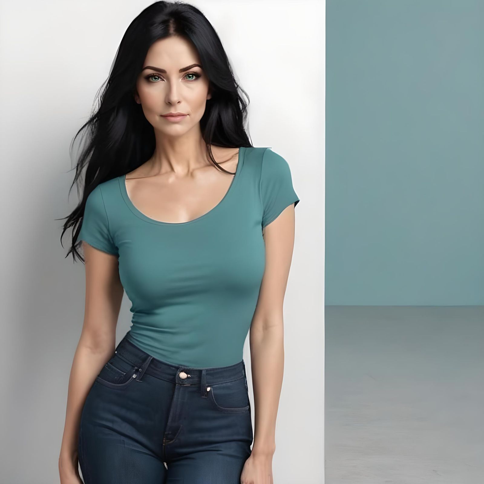 Portrait of a Latina Woman with Teal Eyes