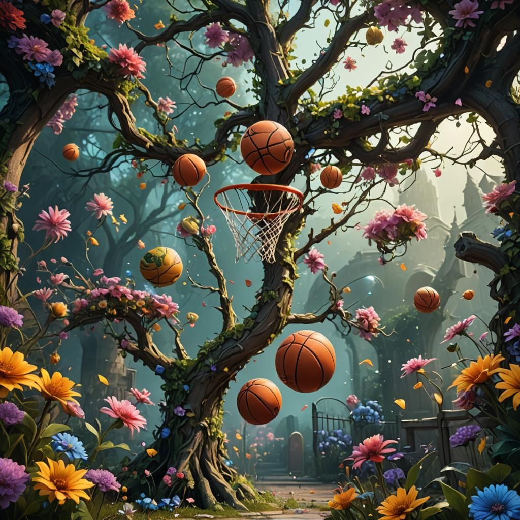 Fantastical Fairy Basketball Flowers in Detailed Matte Paint...