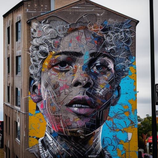 Dynamic Street Photography of Graffiti Mural