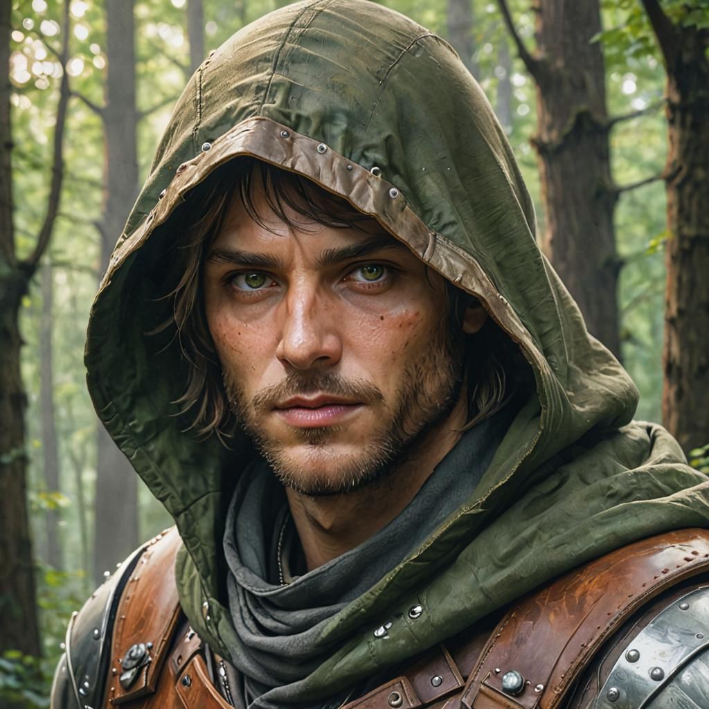 Green-Eyed Rogue Portrait in Watercolor Cell Shading