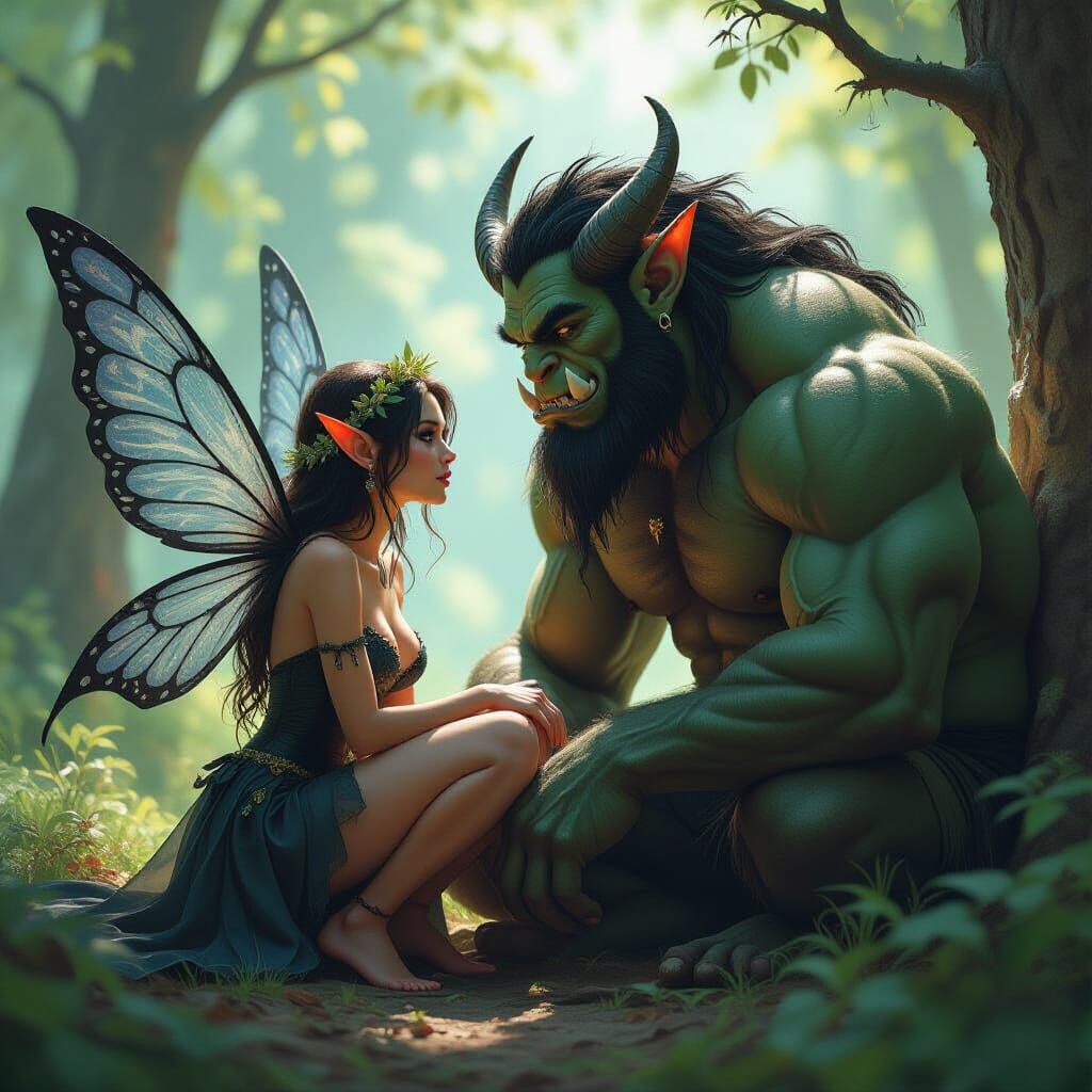 Fairy and Ogre's Secret Love in Enchanted Woods