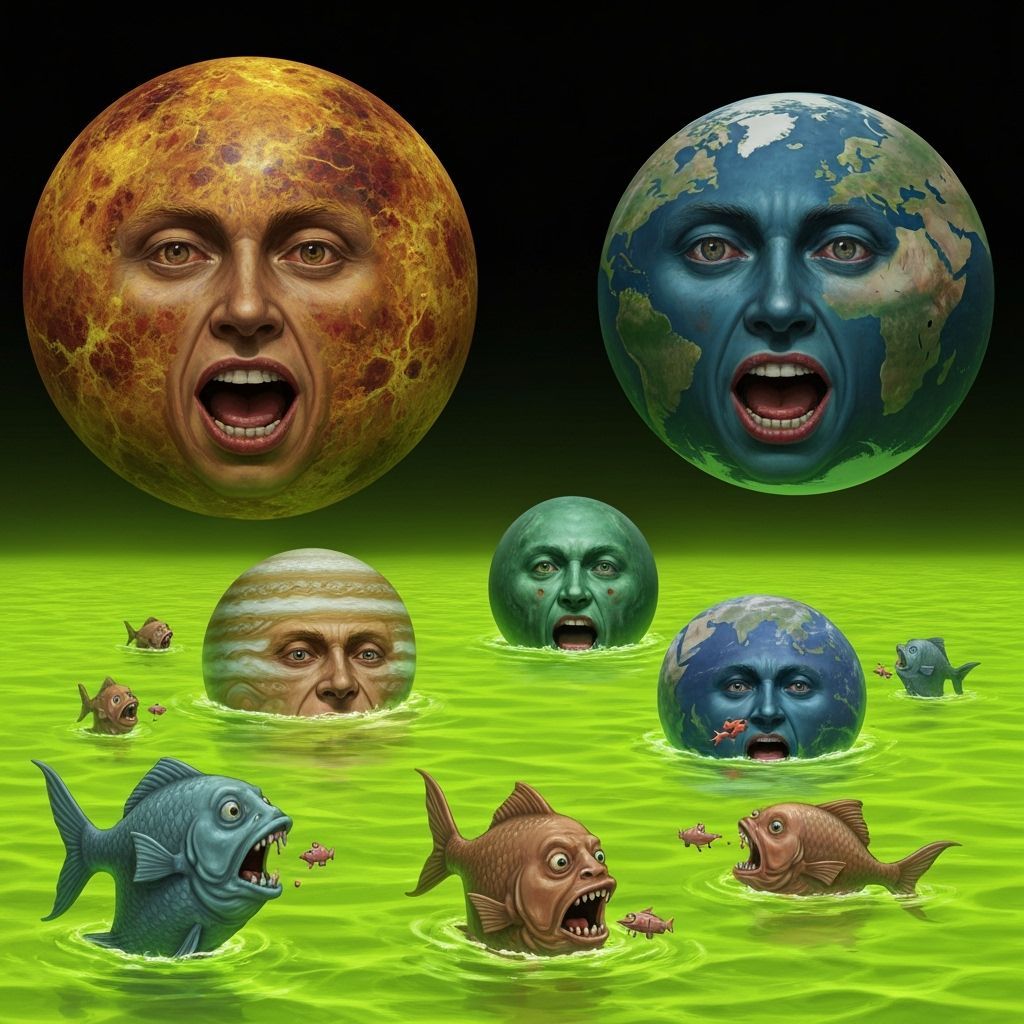 Surreal Sci-Fi Book Cover: Faces in a Lime Green Ocean