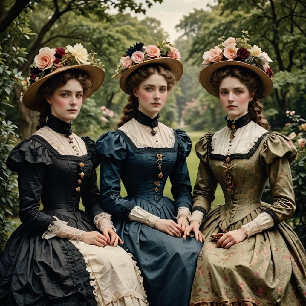 Victorian Women Hidden in Woodlands