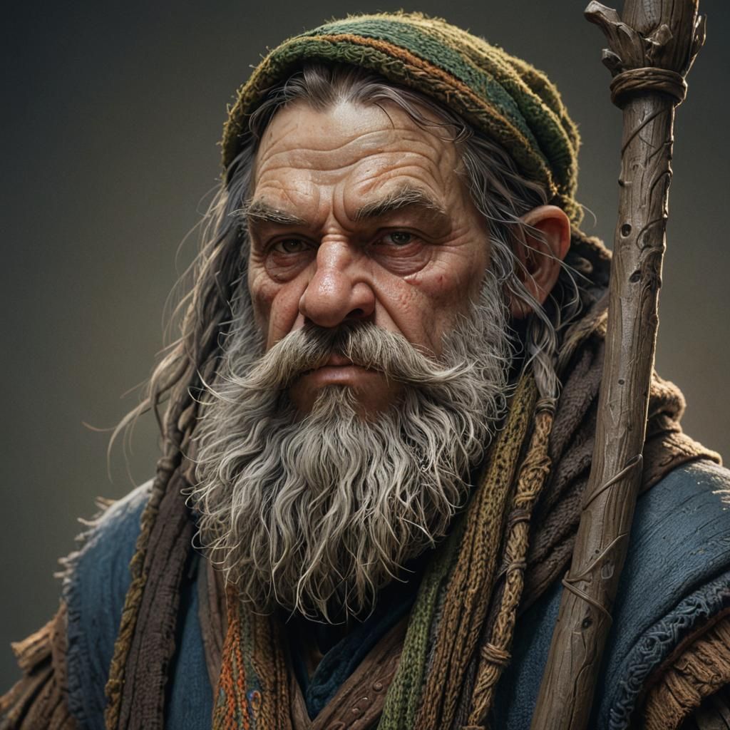 Gruff Dwarf Evoker Portrait in Fantasy Style