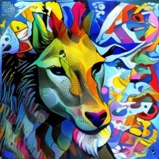 Geometric Cubist Giraffe: Modern Art Style