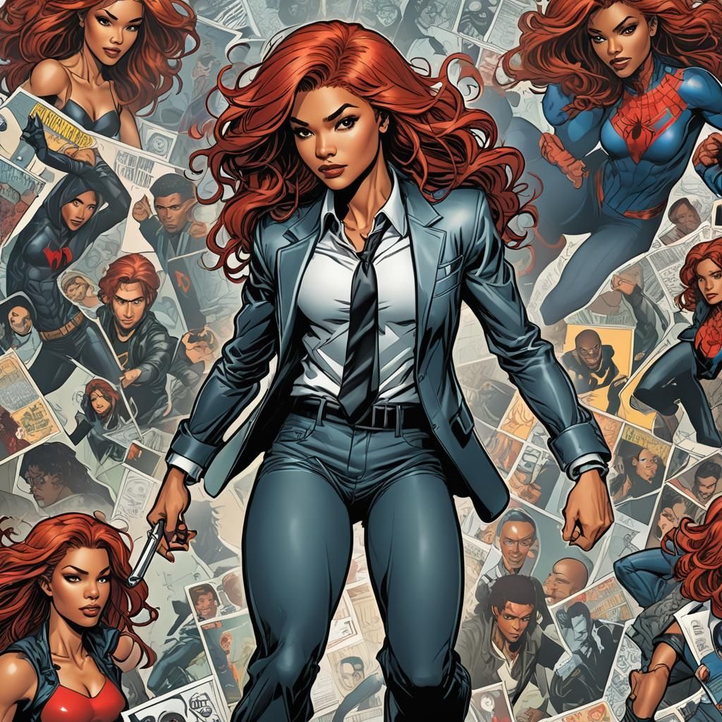 MJ Watson Red Hair in Comic Book Art Style