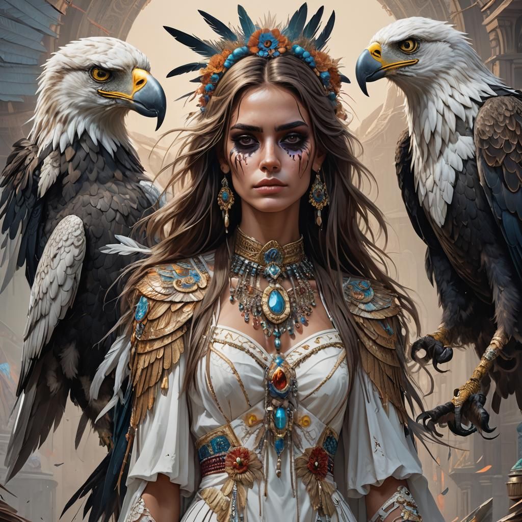 Day of the Dead Model with Eagles, Digital Portrait