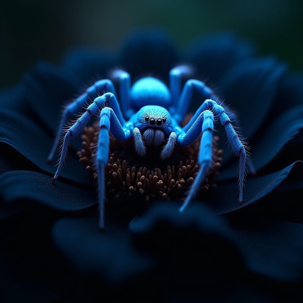 Blue Spider in a Flower.