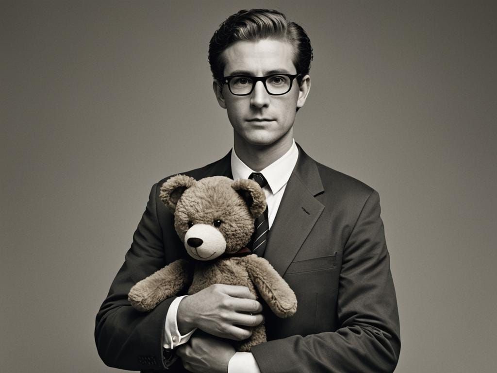 Matthew Maher Portrait with Teddy Bear, Leibovitz Style