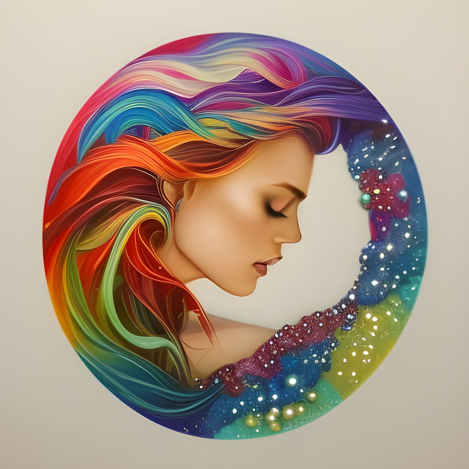 Gemstone Woman Portrait in Detailed Surreal Style