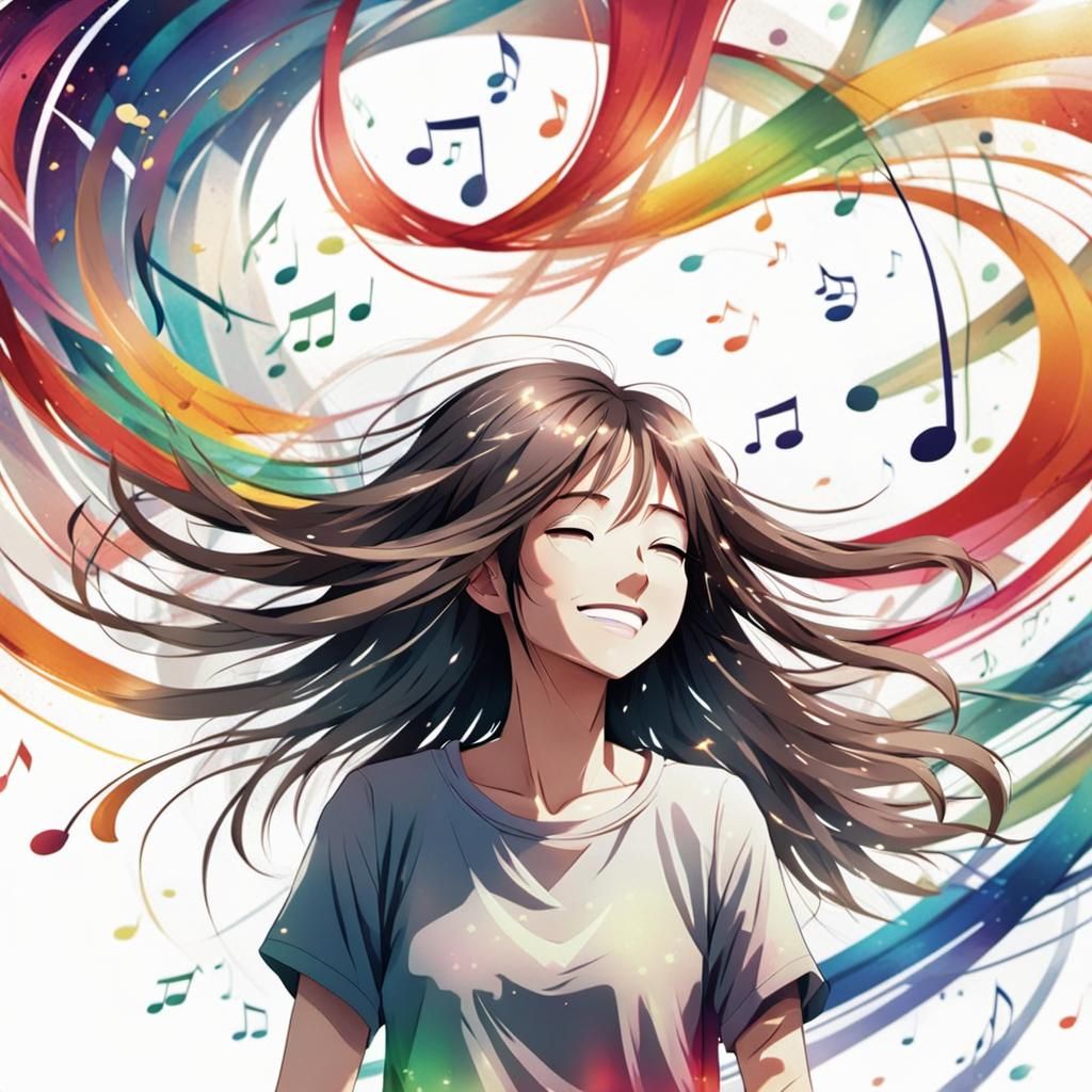 Anime Girl in Swirling Colors: Key Visual