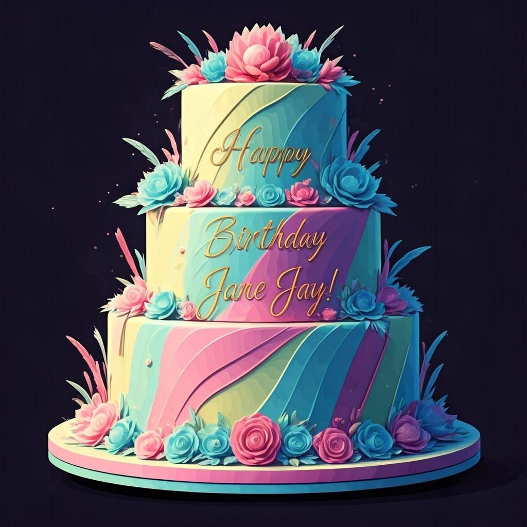Neon Pastel Birthday Cake with Sugar Flowers