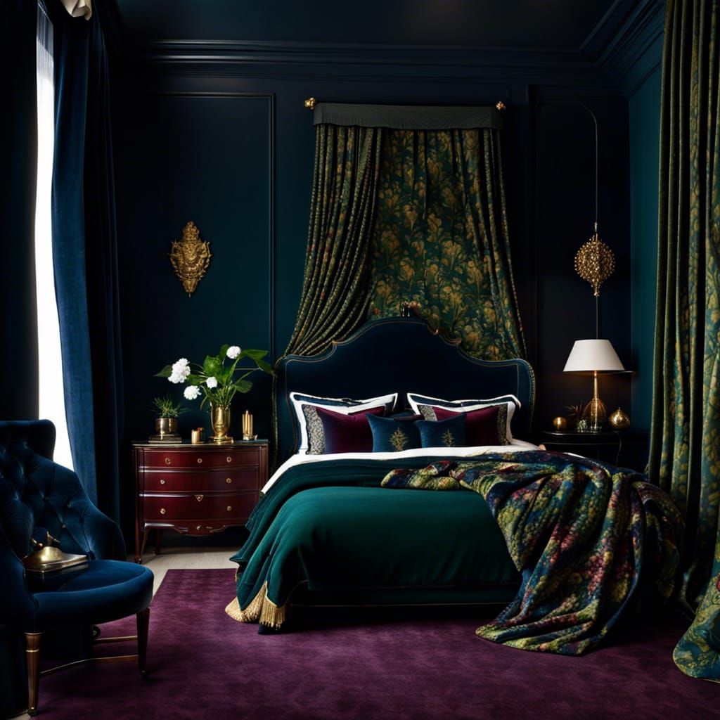 Luxurious Bedroom in Rich Deep Tones