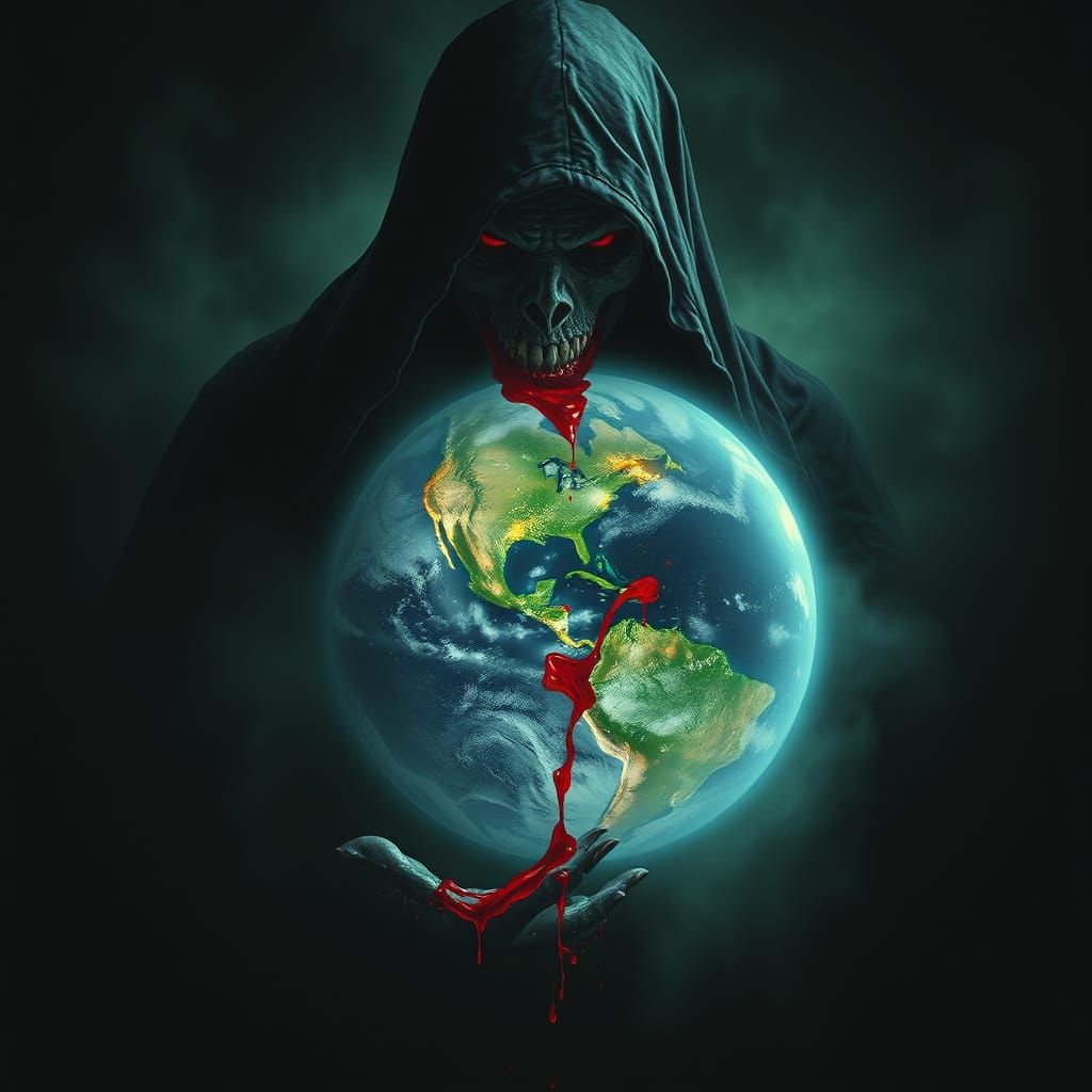 Vampire Siphons Earth in Surreal Biomechanical Style