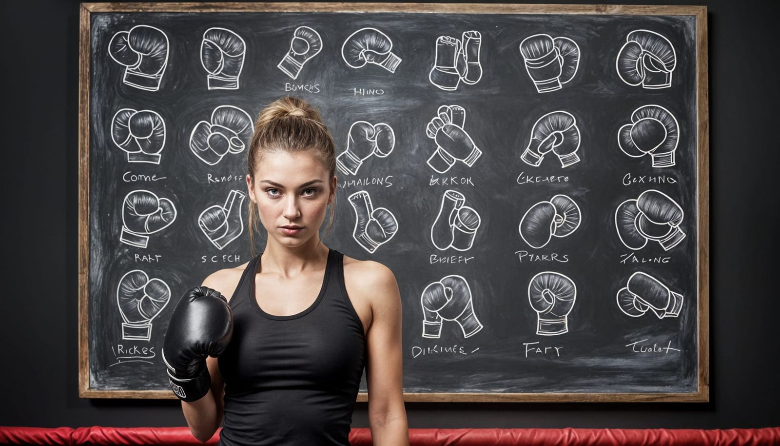 Boxing Woman with Glove Design Blackboard