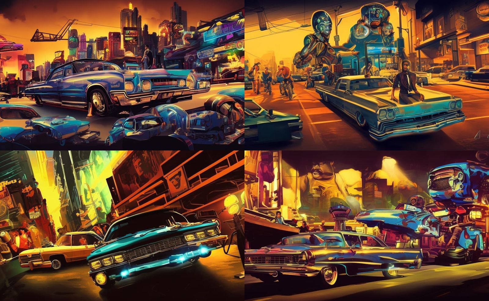 Biopunk Lowrider Movie Poster with Dynamic Lighting