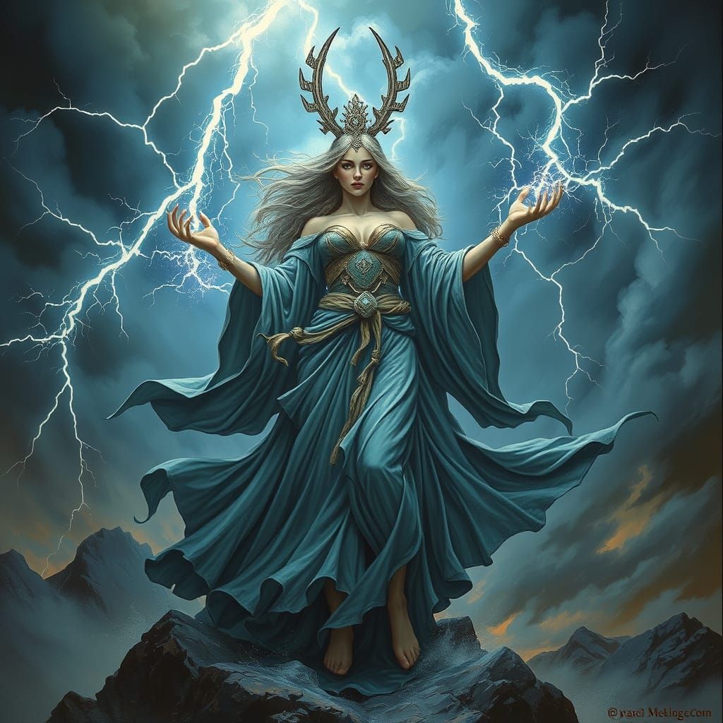 Goddess of Lightning Amidst a Thunderstorm