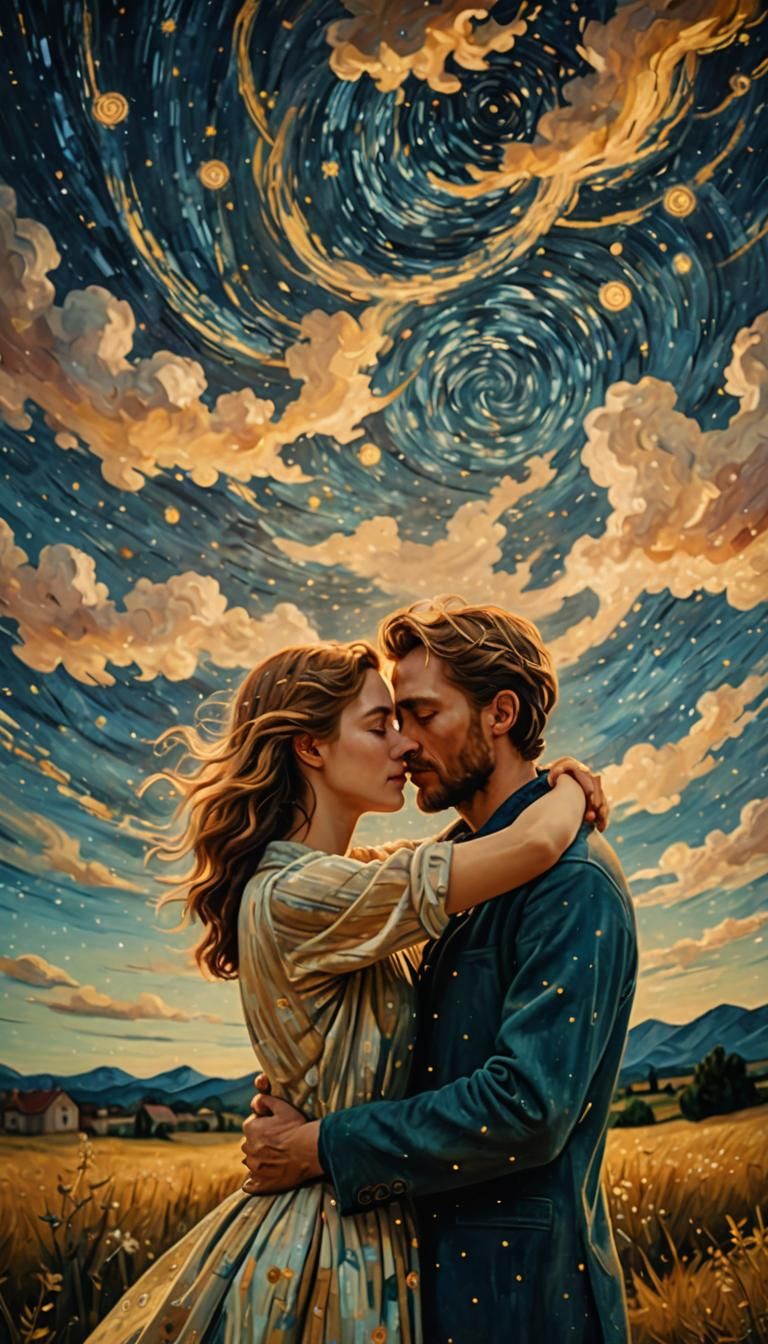 Romantic Couple Under Starry Night Sky