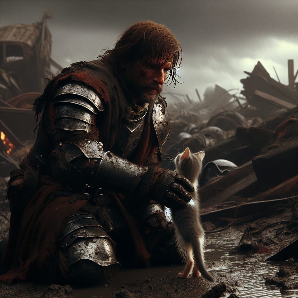 Knight Rescues Kitten: Hypermaximalist Portrait