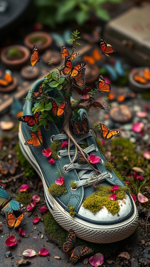 Bonsai Forest Grows in Discarded Sneaker