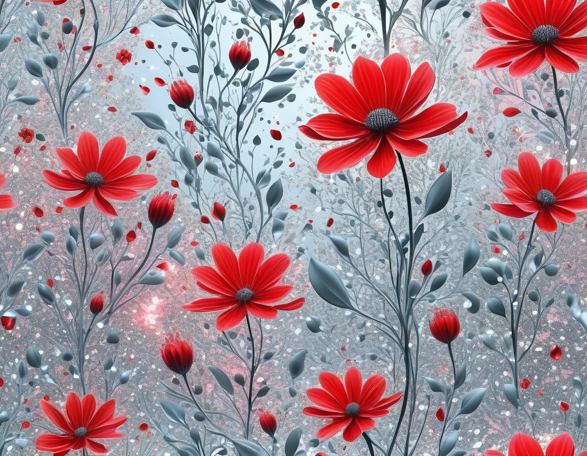 Ethereal Floral Art: A Shimmering Abstract Masterpiece