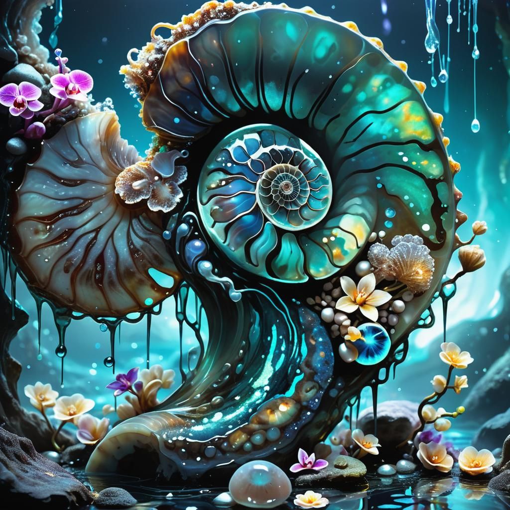 Ammonite Water Elemental in Bioluminescent Liquid Environmen...