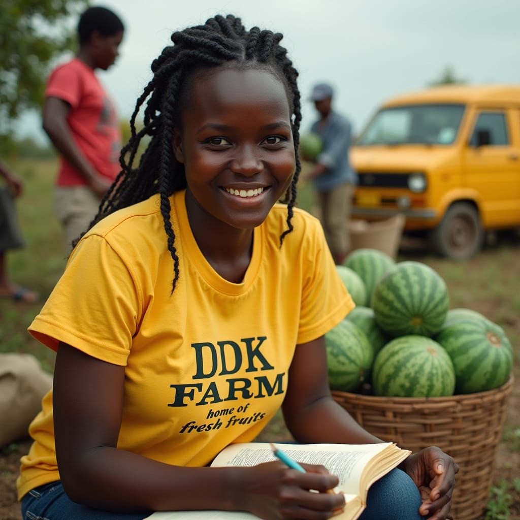 Watermelon Harvest Scene with DDK FARM Branding