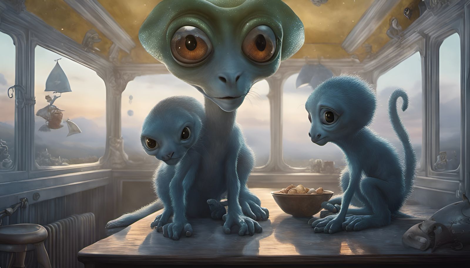 Eldritch Alien People and Pets in Dreamy Magical Realism