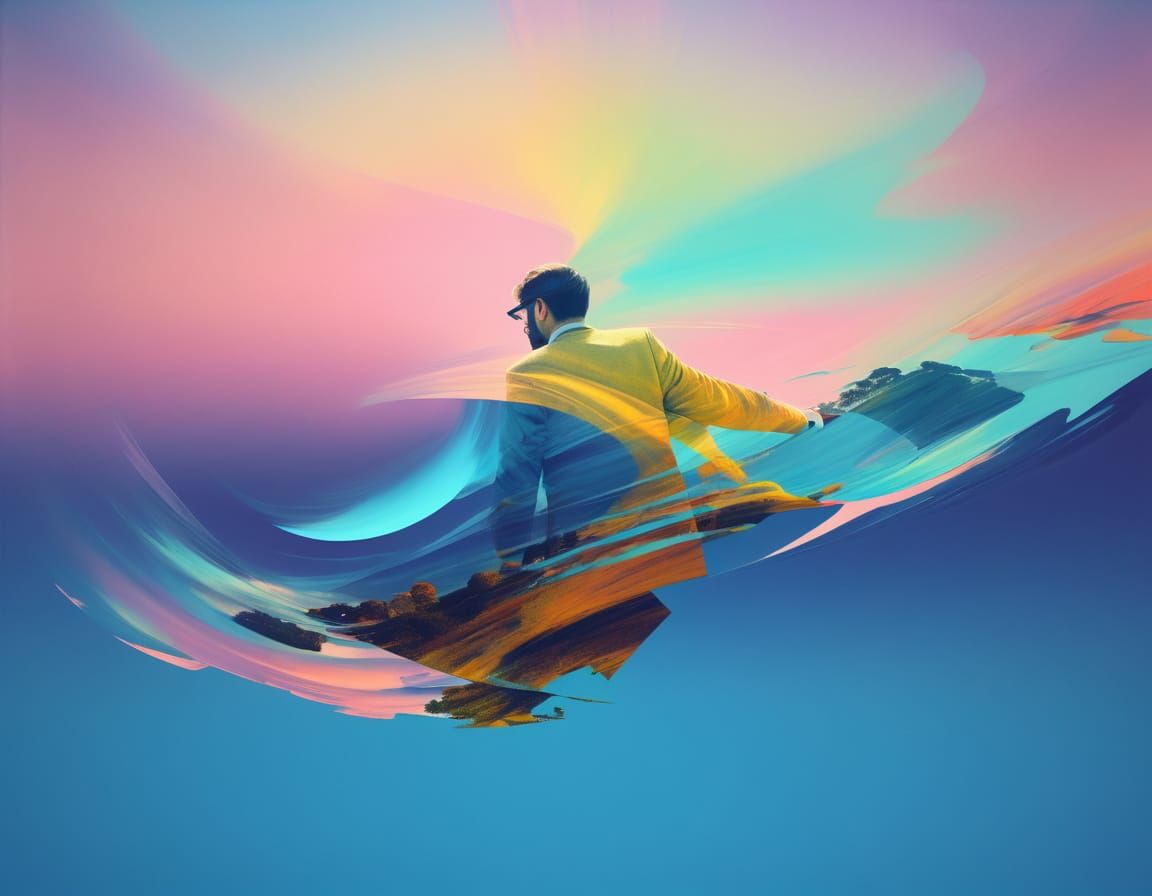 Surreal Portrait in Pastel Colors with Double Exposure