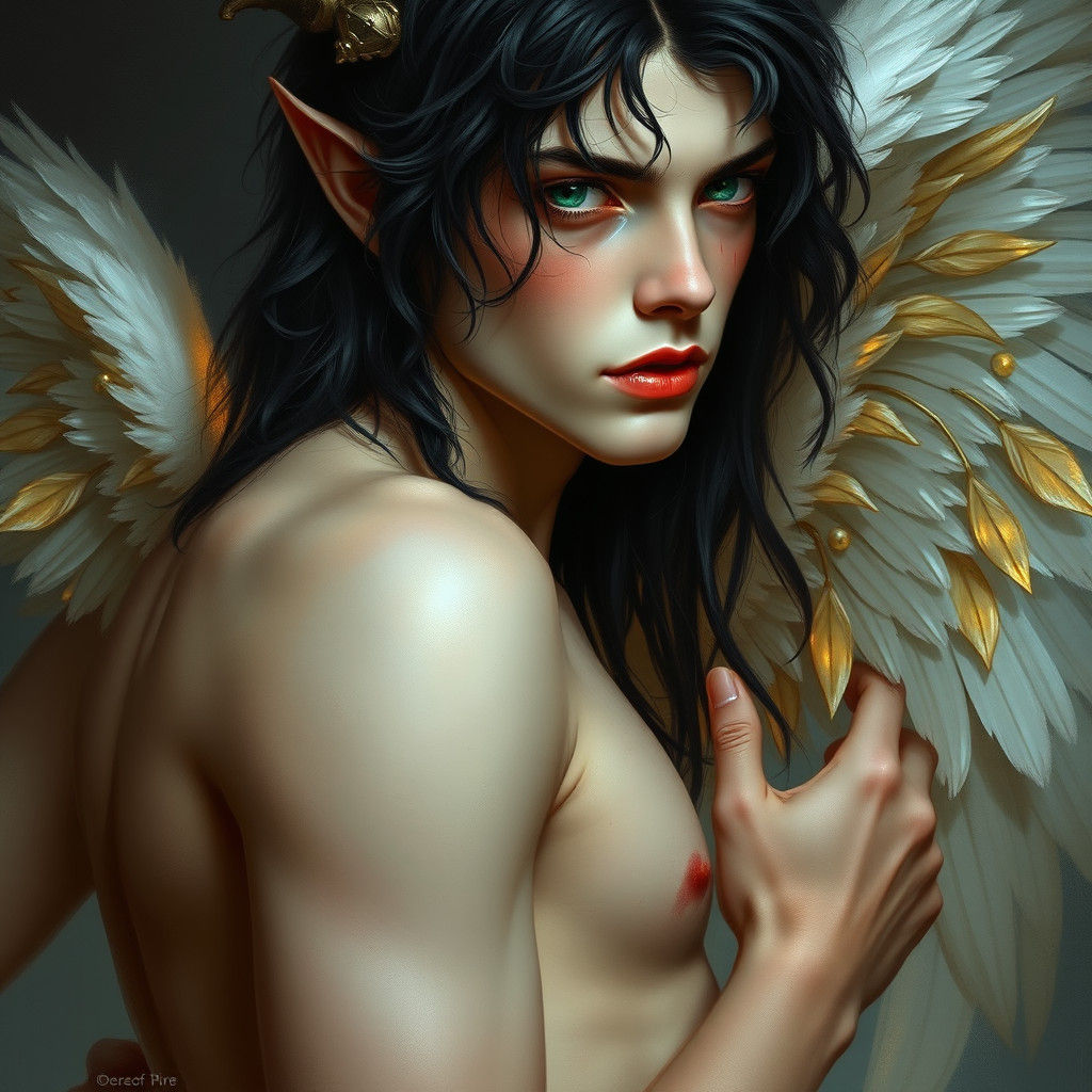 Androgynous Lucifer Portrait in Neoclassical Style