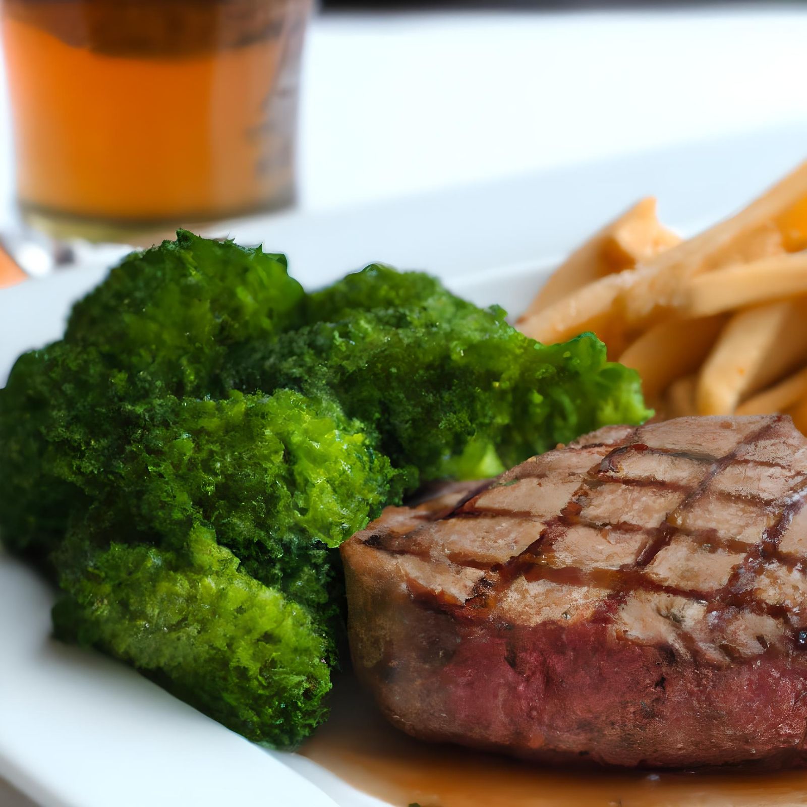 Delicious Medium-Rare Steak with Sides and Ale