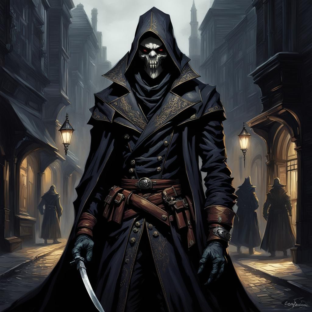 Weasel Assassin in Victorian Shadows, Dark Fantasy