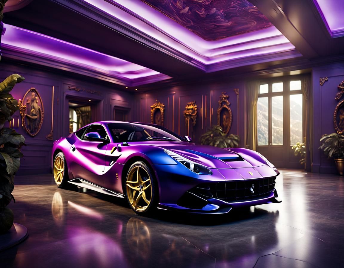 Purple Ferrari F12tdf Interior in Detailed Matte Painting