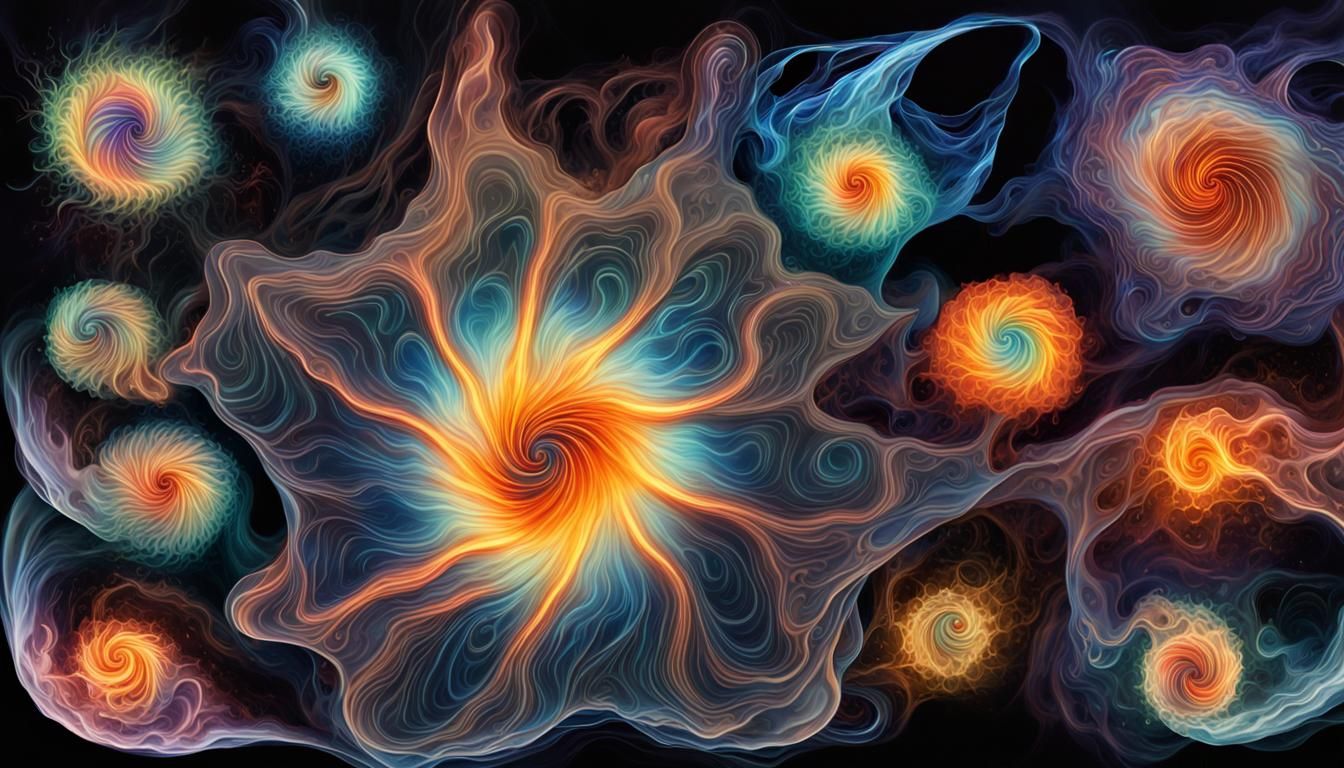 Iridescent Stars in Electromagnetic Coils: Impasto Oil Paint...