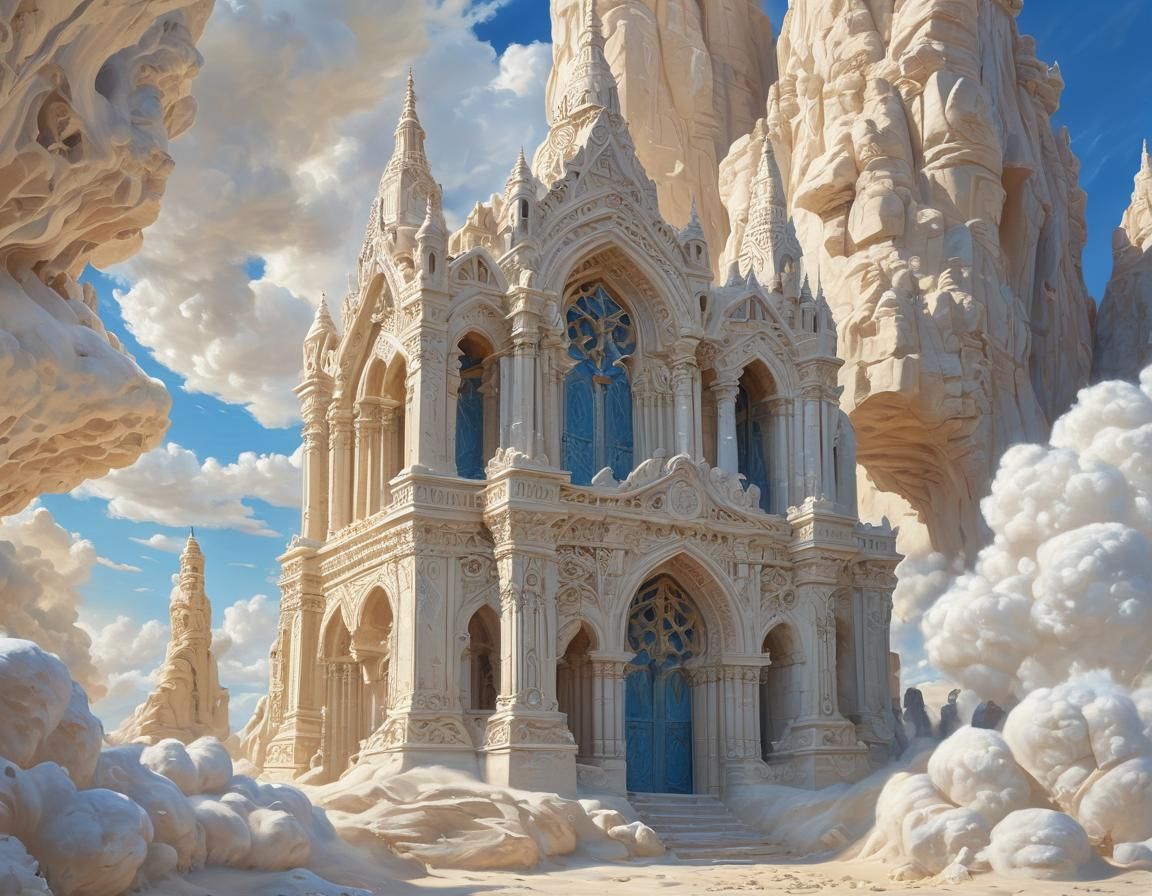 Majestic Sand Cathedral on a Cloud, Digital Art