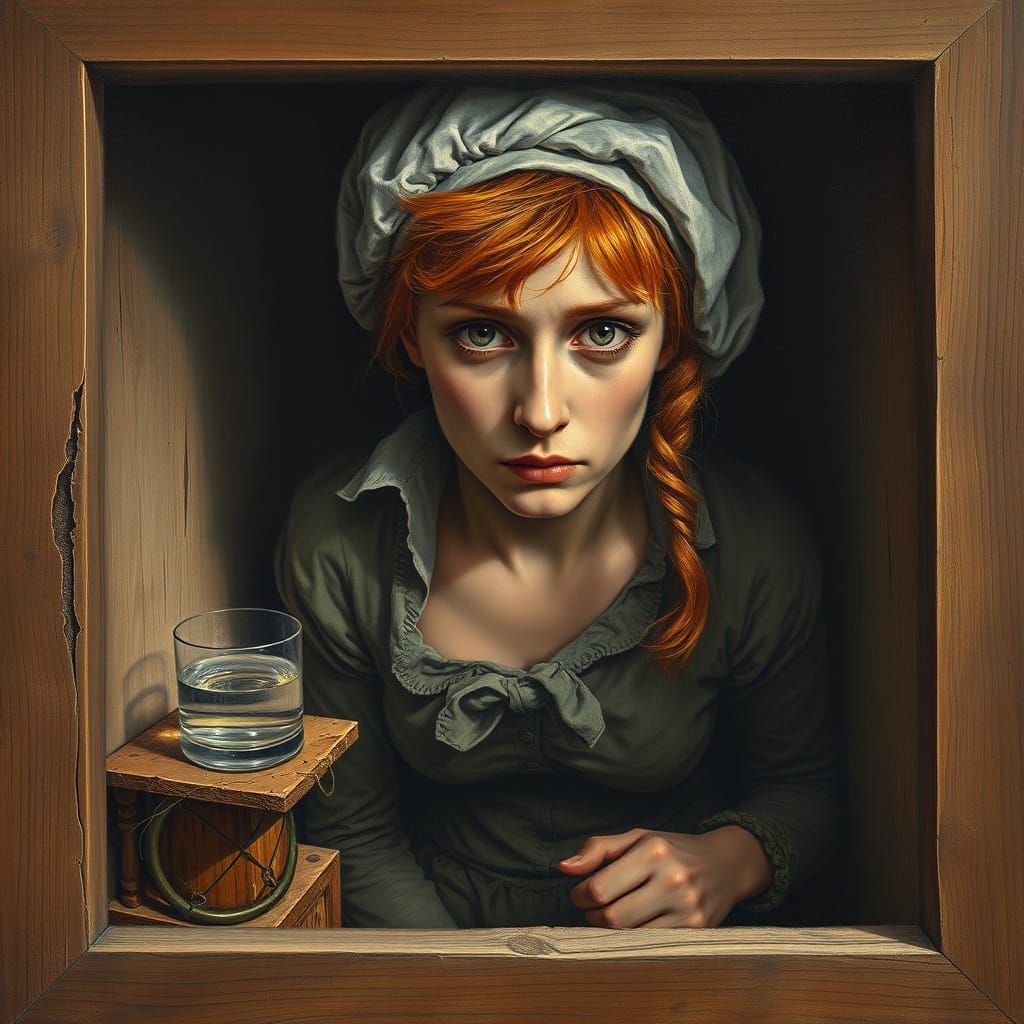 Gericault Style Painting: Woman in Asylum Cupboard